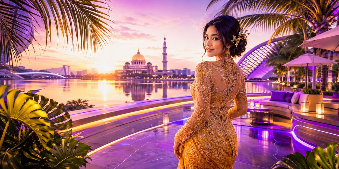Wanita berpakaian kebaya membuat deposit untuk taruhan sukan kriket di Putrajaya